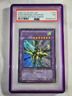 Yu-Gi-Oh! PSA 7 Gaia the Dragon Champion Ultra Rare Name Reverse Foil Error LOB - Image 3