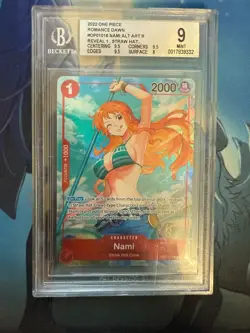 BGS 9 Nami Alt Art Pre Errata Wave 1 Alpha OP01-016 "REVEAL 1..." One Piece TCG - Image 1