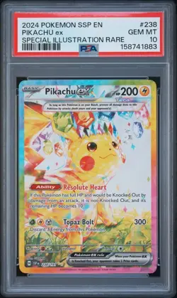 2024 POKEMON SSP EN-SURGING SPARKS SPECIAL ILLUSTRATION RARE PIKACHU EX PSA 10 - Image 1