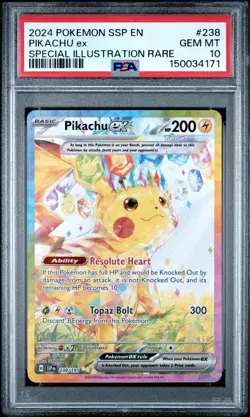 2024 POKEMON SSP EN-SURGING SPARKS SPECIAL ILLUSTRATION RARE PIKACHU EX PSA 10 - Image 1