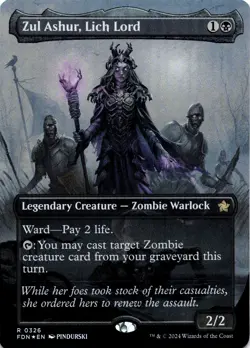 MTG Zul Ashur, Lich Lord (Borderless) FOIL NM R 326 Foundations - Image 1