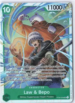 Law & Bepo ST24-004 SR ONE PIECE Tcg Card Game NM Green - Image 1