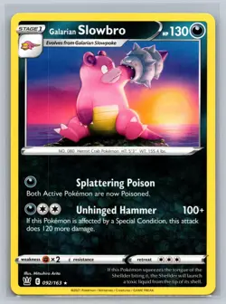 Galarian Slowbro 092/163 Rare Battle Styles Pokemon Card A007-012 Near Mint - Image 1
