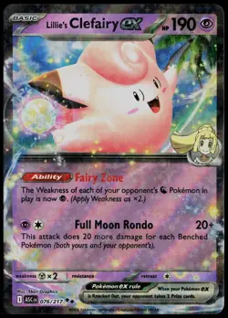 Lillie's Clefairy ex 076/217 Double Rare Ascended Heroes Pokemon Card Holo NM - Image 1