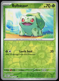 Bulbasaur 001/165 Common 151 Pokemon Card Reverse Holo Near Mint - Image 1
