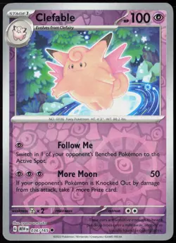 Clefable 036/165 Uncommon 151 Pokemon Card Reverse Holo Near Mint - Image 1