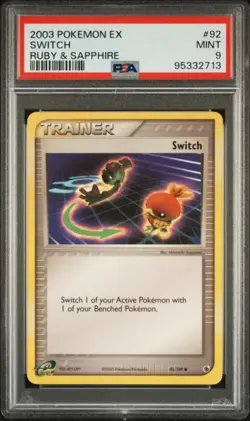 PSA 9 - 2003 EX Ruby & Sapphire Base Switch 92/109 Pokemon Card - Image 1
