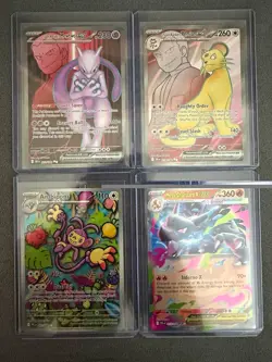 Pokemon TCG 4-Card Holo Lot w/ ex, Mega, English: Team Rocket Mewtwo, Persian - Image 1