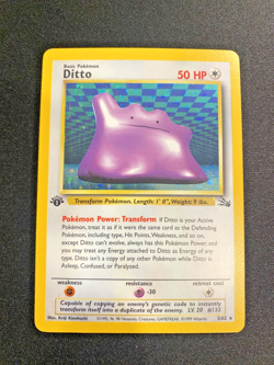 Ditto 3/62 1st Edition Holo Rare Fossil LP - Pokemon Card - Image 1