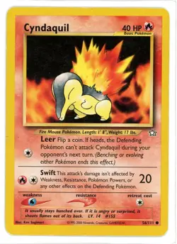 Cyndaquil 56/111 Neo Genesis Pokemon Card MP - Image 1