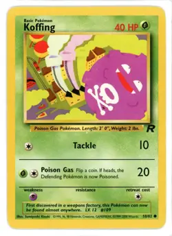 Koffing 58/82 Team Rocket Pokemon Card - Image 1
