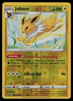 Jolteon 047/185 Rare Vivid Voltage Pokemon Reverse Holo Lightly Played - Image 1