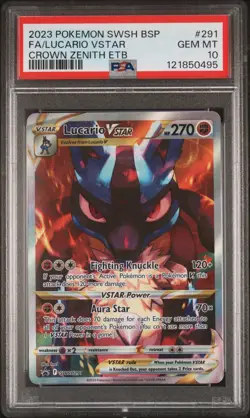 2023 POKEMON SWSH BLACK STAR PROMO #291 FULL ART/LUCARIO VSTAR PSA 10 - Image 1