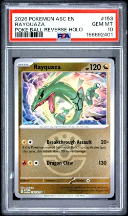 2026 POKEMON ASC EN-ASCENDED HEROES POKE BALL REVERSE HOLO #153 RAYQUAZA PSA 10 - Image 1