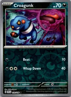 Croagunk 130/198 Common Scarlet & Violet Pokemon Reverse Holo Near Mint - Image 1