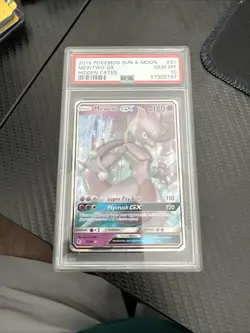 2019 POKEMON SUN & MOON HIDDEN FATES #31 MEWTWO GX PSA 10 - Image 1