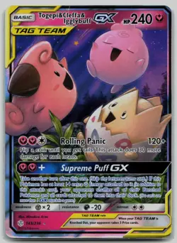 Pokemon TCG Togepi & Cleffa & Igglybuff GX SM - Cosmic Eclipse 143/236 LP - Image 1