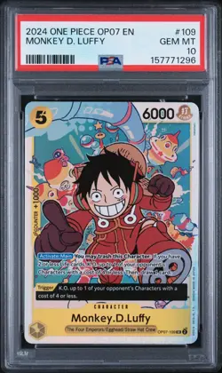 2024 One Piece OP07-500 Years In The Future Monkey D. Luffy 109 **PSA 10** #1296 - Image 1