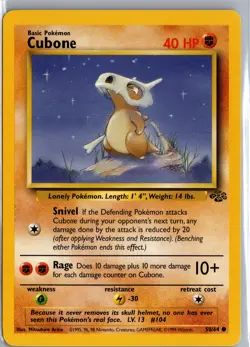 Cubone 50/64 Pokemon Card Jungle Set WOTC 1999 LP - Image 1