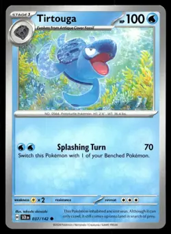 Tirtouga 37/142 Pokemon Card Stellar Crown Common 100 HP Lightly Played JC - Image 1