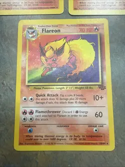 Lot Of 3 Cards Wizards Flareon 19/64 Jungle Regular Rare 70 HP English Unlimited - Image 3