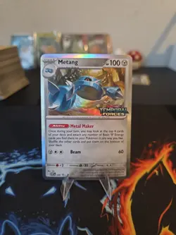 Metang Temporal Forces Stamp Prerelease 090 Sv: Promo Cards Holo NM - Image 1
