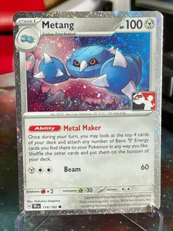POKEMON METANG 114/162 COMMON COSMOS HOLO WITH SWIRL PLAY! PRIZE PROMO NM CARD - Image 5