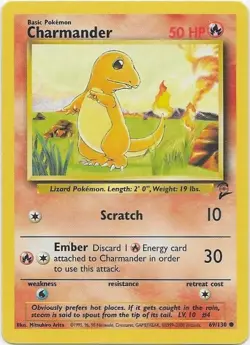 Charmander 69/130 Common Base Set 2 Pokemon Near Mint - Image 1