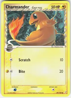 Charmander 49/100 Common Crystal Guardians Pokemon Heavily Played crease - Image 1