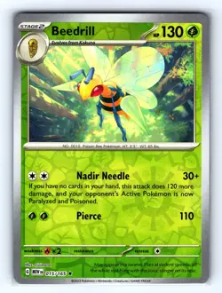 Beedrill 015/165 Rare 151 Pokemon Reverse Holo Near Mint - Image 1