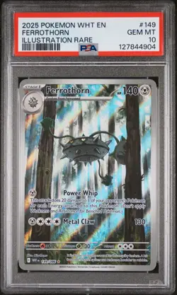 2025 POKEMON WHT EN-WHITE FLARE ILLUSTRATION RARE #149 FERROTHORN PSA 10 - Image 1