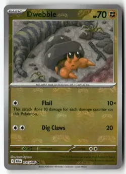 Dwebble (Master Ball Pattern) 051/086 Common Black Bolt Pokemon Holo Near Mint - Image 1