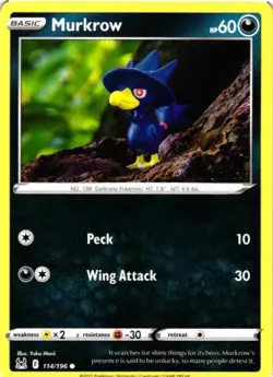Murkrow 114/196 Common Lost Origin Pokemon Near Mint - Image 1