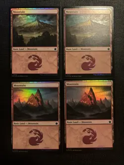 Set Of x4 Mountain FDN Foundations MTG 278/279 FOIL BASIC LAND M/NM - Image 1