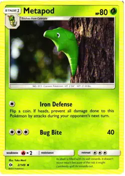 Metapod 2/149 UC SM Base Set MP - Image 1