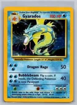Gyarados 6/102 Holo Rare Base Set Unlimited Pokemon Moderately Played - Image 1