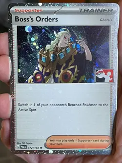 POKEMON BOSS'S ORDERS 172/193 RARE COSMOS HOLO SWIRL PROMO BLEED PRIZE PACK NM - Image 1