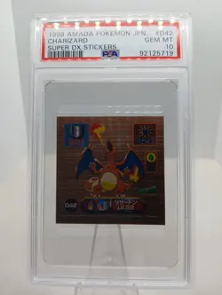 1998 Amada Charizard Japanese Super Dx Stickers Pokemon Psa 10 Gem Mint #D42 - Image 1