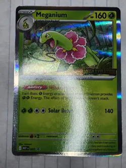 2025 Pokemon Meganium #001 Prerelease Promo, Mega Evolution Stamped, MEP #01, NM - Image 1