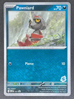 Pokemon Pawniard Stamp SVP111 SV Black Star Promo LP - Image 1