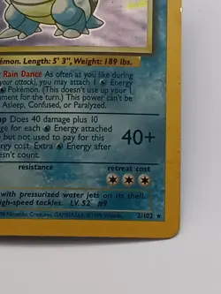 Pokemon Blastoise 2/102 Holo Base Set Unlimited Vintage Rare HP - Image 4