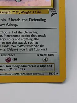Clefairy 6/130 Base Set 2 Rare Holo Pokemon Card 2000 Vintage WOTC MP - Image 4