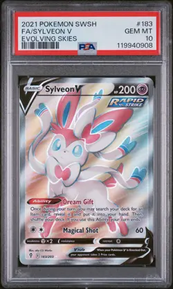 2021 POKEMON SWORD & SHIELD EVOLVING SKIES #183 FULL ART/SYLVEON V PSA 10 - Image 1