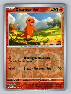 Charmander 004/165 Common 151 Pokemon Reverse Holo Near Mint - Image 1