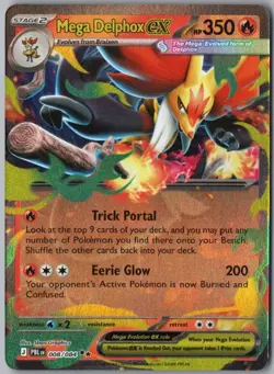 MEGA DELPHOX EX 008/084 DOUBLE RARE PITCH BLACK POKEMON HOLO - Image 1
