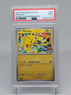 LOT OF (2) SEQUENTIAL - PIKACHU #225 2025 POKEMON WORLD CHAMPIONSHIPS PSA 9 - Image 3