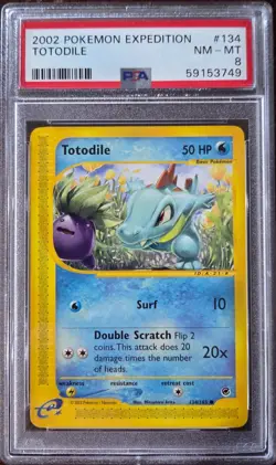 PSA 8 NM-MT Totodile 134/165 Pokemon 2002 Expedition Pop 30 - Image 1