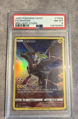 2022 POKEMON SWORD & SHIELD BRILLIANT STARS #TG05 FULL ART/ZEKROM PSA 8 - Image 1