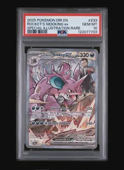2025 POKEMON DRI EN-DESTINED RIVALS #233 TEAM ROCKET'S NIDOKING EX PSA 10 - Image 1