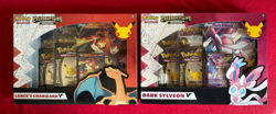 POKEMON CELEBRATIONS LANCE'S CHARIZARD V + DARK SYLVEON V COLLECTION BOXES - Image 1